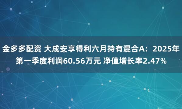 金多多配资 大成安享得利六月持有混合A：2025年第一季度利润60.56万元 净值增长率2.47%